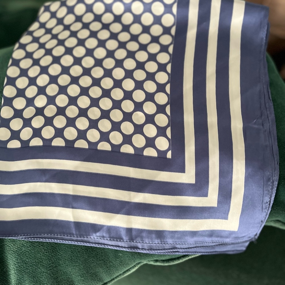 AEGEAN BLUE AND SLATE POLKA DOT SCARF